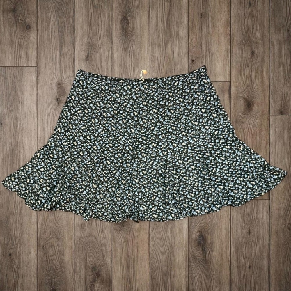 Blu Pepper Black Floral Skater Mini Skort